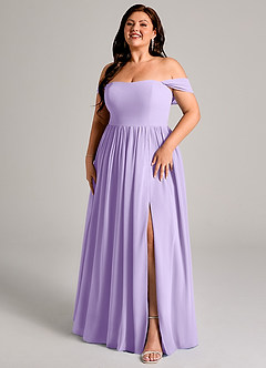 Azazie Calianna Bridesmaid Dresses Lilac A-Line Off the Shoulder Chiffon Convertible Dress image12