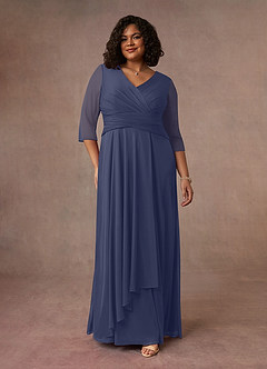 Azazie Annetta Mother of the Bride Dresses Stormy A-Line V-Neck Pleated Mesh Dress image8