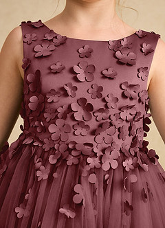 Azazie Lana Flower Girl Dresses Desert Rose A-Line Sleeveless Matte Satin Dress image6