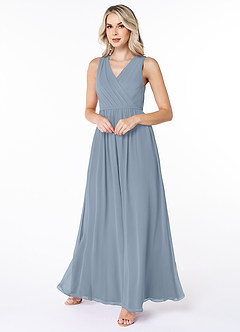 Azazie Jessa Bridesmaid Dresses A-Line Lace Chiffon Floor-Length Dress image3