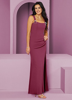 Barbie ♥ Azazie 신부 들러리 드레스 크리스탈 리본 스쿱넥 쉬폰 머메이드 드레스 image4