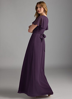 Azazie Zaniah Brautjungfernkleider A-Linie Chiffon Kleid Pflaume image7