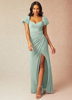 Azazie Tanya Bridesmaid Dresses Agave Mermaid Pleated Mesh Convertible Dress image1