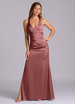 Azazie Amelie Brautjungfernkleider A-Linie Plissee Stretch-Satin Kleid Amethyst image5