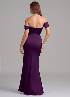 Azazie Miley Bridesmaid Dresses Grape Mermaid Off the Shoulder Stretch Satin Convertible Dress image7