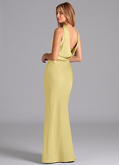 Azazie Lusinda Bridesmaid Dresses Lemon Sorbet Mermaid Strapless Stretch Satin Dress image2