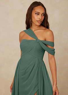 Christian Siriano Bridal for Azazie 1014 Bridesmaid Dresses Sea Moss A-Line Off the Shoulder Chiffon Dress image7