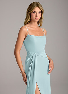 Azazie Tahlia Robes de demoiselle d'honneur Robe Trapèze en Mousseline de soie avec ceinture Brume image2