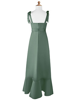 Azazie Barbara Junior Eucalyptus A-Line Bow Matte Satin Dress image7