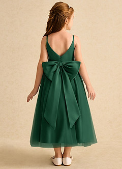 Azazie Patootie vestidos de niña de las flores Vestido de Verde Oscuro de Tul de Corte En A con Tirante Espagueti image5