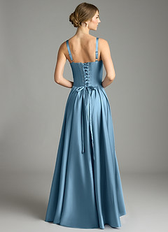 Azazie Evadina Suknie dla druhen Linia A Gorset Satyna elastyczna Do ziemi Sukienka image2