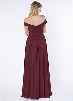 Azazie Audrianna Bridesmaid Dresses Cabernet A-Line Off-The-Shoulder Gathered Chiffon Convertible Dress image3