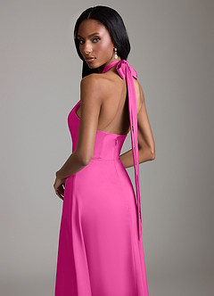 Azazie Tracie Bridesmaid Dresses Fuchsia A-Line Side Slit Stretch Satin Dress image6