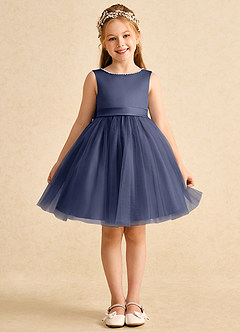 Azazie Jani Flower Girl Dresses Stormy A-Line Bow Tulle Dress image4