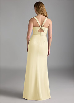 Azazie Mero Bridesmaid Dresses Lemon Sorbet Sheath Pleated Chiffon Dress image3