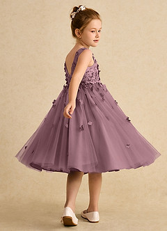 Azazie Lana Flower Girl Dresses Vintage Mauve A-Line Sleeveless Matte Satin Dress image4