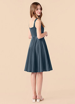 Azazie Amira Junior Twilight A-Line Pleated Stretch Satin Dress image2