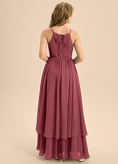 Azazie Elliora Junior Merlot A-Line Pleated Chiffon Dress image2
