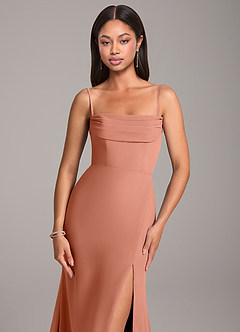 Azazie Saige Jurken voor bruidsmeisjes Converteerbaar Jurk van Chiffon met Kolom Off the Shoulder Meer Gesneden image2