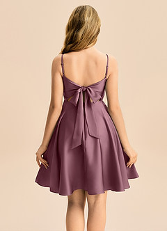 Azazie Miko Junior Amethyst A-Line Pleated Stretch Satin Dress image2