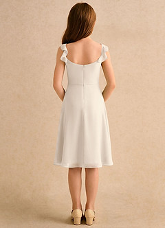 Azazie Pup Girls Formal Flower Girl Dresses White Alabaster A-Line Pleated Chiffon Dress image2