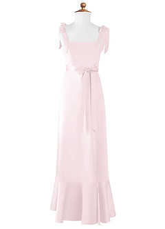 Azazie Barbara Junior Blushing Pink A-Line Bow Matte Satin Dress image6