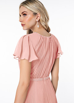 Azazie Kara Bescheidene Brautjungfernkleider A-Linie Plissee Chiffon Bodenlänge Kleid image6