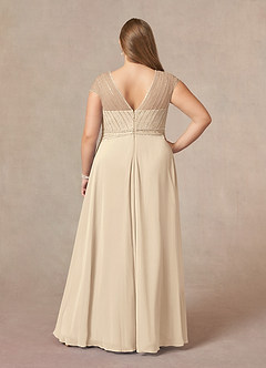 Azazie Star Kleider für die Brautmutter A-Linie V-Hals Pailletten Chiffon Kleid Champagner image7