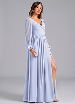 Azazie Zeya Bridesmaid Dresses Lavender A-Line Long Sleeve Chiffon Dress image3