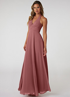 Azazie Tessie Bridesmaid Dresses Amethyst A-Line V-Neck Pleated Chiffon Dress image3