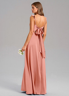 Azazie Everett Bridesmaid Dresses Coral A-Line Stretch Satin Dress image6