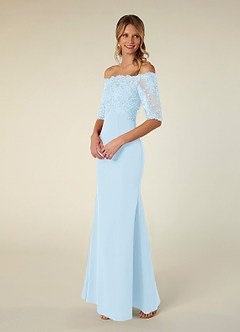 Azazie Jette Mother of the Bride Dresses Sky Blue Mermaid Off the Shoulder Lace Dress image4