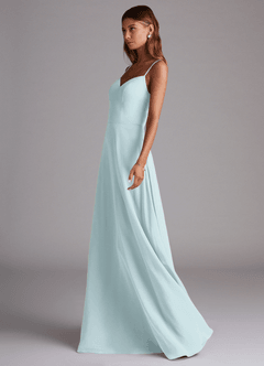Azazie Marley Brautjungfernkleider Wandelbar A-Linie Schulterfrei Chiffon Kleid Nebel image6