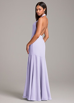 Azazie Lorena Vestidos de damas de honor Vestido de Lila de Gasa de Corte Sirena con Plisado image6