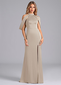 Azazie Bonny Bridesmaid Dresses Frost Mermaid Off the Shoulder Stretch Satin Dress image1