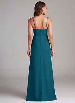 Azazie Maci Bridesmaid Dresses Ink Blue Sheath Pleated Chiffon Dress image7