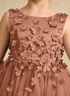 Azazie Lana Blumenmädchenkleider A-Linie ärmellos Matte Satin Kleid Bronzer image6