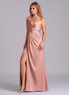 Azazie Sabrine Final Sale Rosette A-Line Sweetheart Neckline Stretch Satin Dress image4