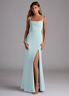 Azazie Callan Bridesmaid Dresses Mist Mermaid Pleated Chiffon Convertible Dress image3