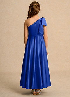 Azazie Guppy Junior Formal Flower Girl Klänningar Klä A-Line i Matt satäng Ena axeln image2