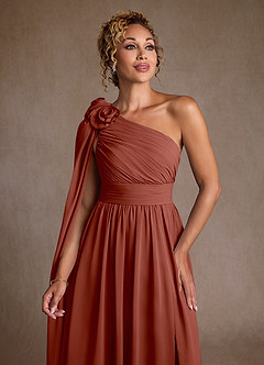 Azazie Lancaster Mother of the Bride Dresses Auburn A-Line One Shoulder Chiffon Dress image6