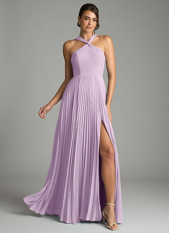 Azazie Afra Abiti da Damigella Abito A-Line in Chiffon Plissettato Lilla Glassato image1