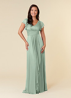 Azazie Reneya Mother of the Bride Dresses Agave A-Line Pleated Mesh Dress image1