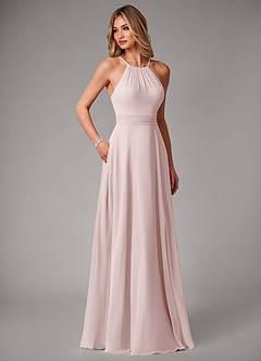 Azazie Amalia Bridesmaid Dresses Blushing Pink A-Line Pleated Chiffon Dress image5