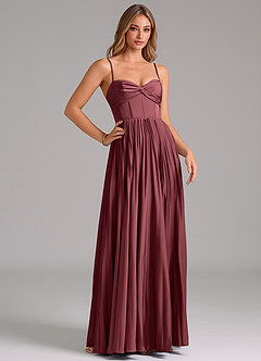 Azazie Akiko Bridesmaid Dresses Merlot A-Line Sweetheart Neckline Stretch Satin Dress image3