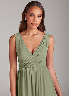 Azazie Tanicia Bridesmaid Dresses Pistachio A-Line Pleated Chiffon Dress image5
