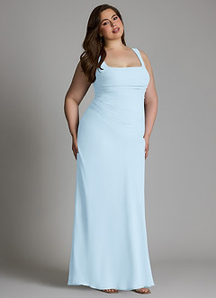 Azazie Agustina Bridesmaid Dresses Sky Blue Mermaid Corset Chiffon Dress image13