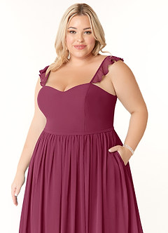 Azazie Metz Bridesmaid Dresses Mulberry A-Line Sweetheart Ruched Chiffon Dress image11