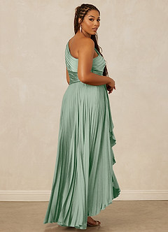 Christian Siriano Bridal for Azazie 1008 Bridesmaid Dresses Agave A-Line One Shoulder Stretch Satin Dress image13