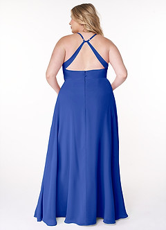 Azazie Davis Bridesmaid Dresses Royal Blue A-Line V-Neck Chiffon Dress image8